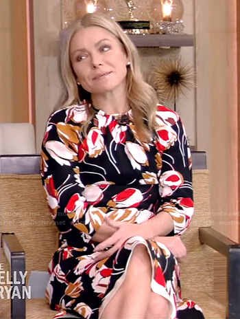 Kelly’s black tulip print dress on Live with Kelly and Ryan