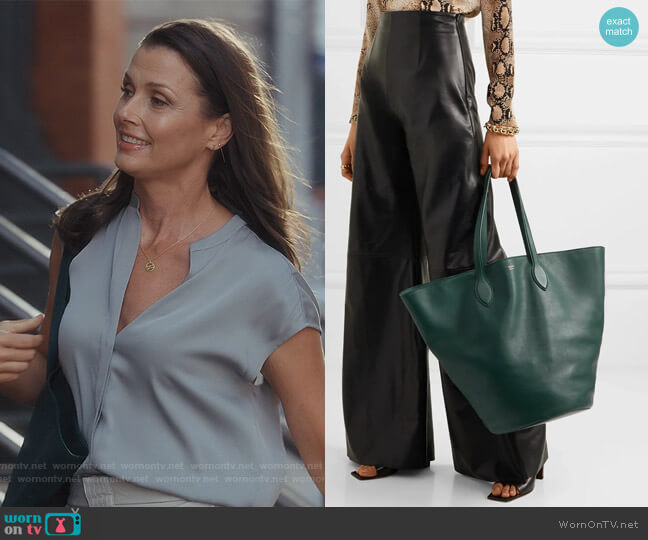 Circle Medium Leather Tote by Khaite worn by Bridget Moynahan on And Just Like That