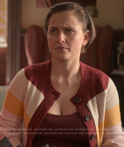 Kimberly’s striped cardigan on The Sex Lives of College Girls