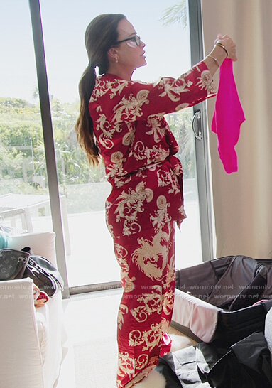 Kyle’s red printed satin pajamas on The Real Housewives Ultimate Girls Trip