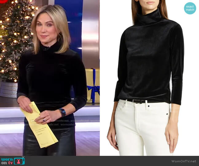 Aja 3/4-Sleeve Turtleneck Top by L'Agence worn by Amy Robach  on Good Morning America