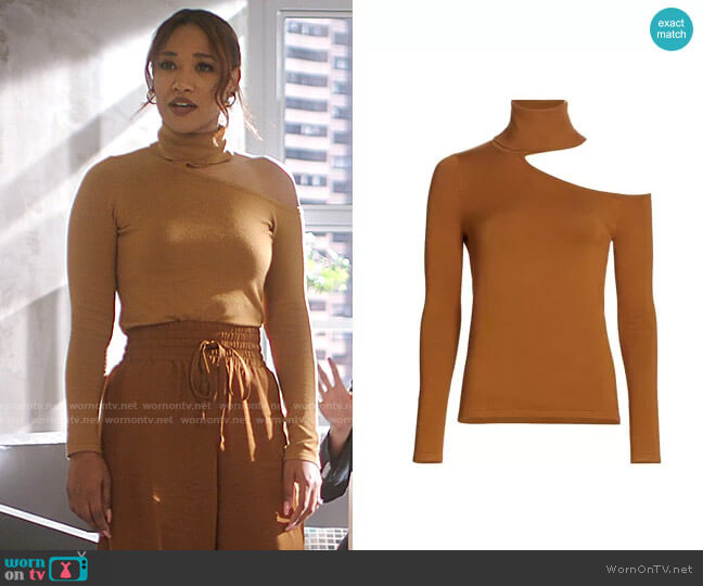 L'Agence Nicky Cutout Turtleneck Sweater worn by Iris West (Candice Patton) on The Flash