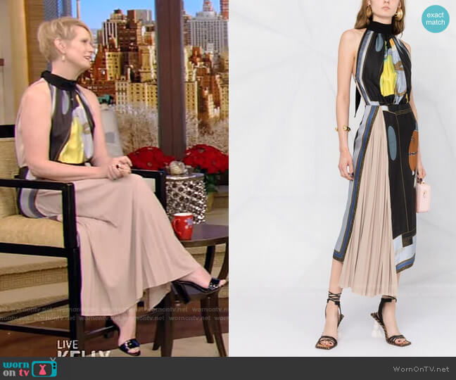 The Choice-Print Silk Dress by Lanvin worn by Cynthia Nixon on Live with Kelly and Ryan