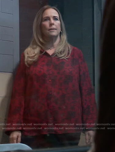 Laura's red floral blouse on General Hospital