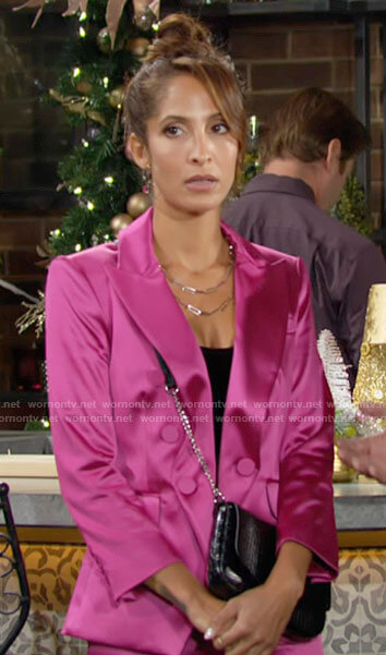 Lily’s pink satin suit on The Young and the Restless
