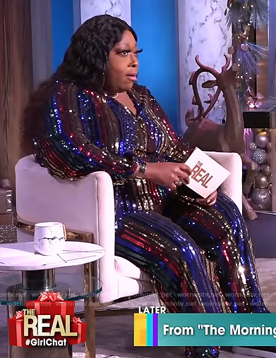 Loni’s stripe sequin jumpsuit on The Real