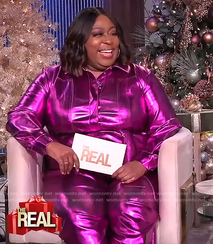 Loni’s pink metallic jumpsuit on The Real