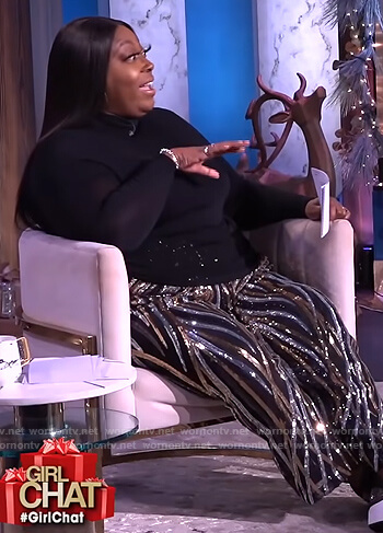 Loni’s patterned sequin pants on The Real