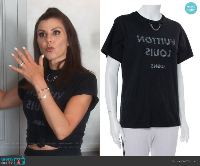 Black Icons Printed Tee by Louis Vuitton worn by Heather Dubrow  on The Real Housewives of Orange County