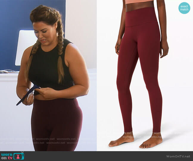 Align High-Rise Pants in Red Merlot by Lululemon worn by Emily Simpson  on The Real Housewives of Orange County