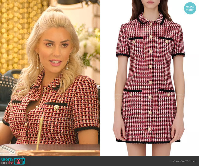 Renalt Tweed Shirt Dress by Maje worn by Heather Rae Young  on Selling Sunset