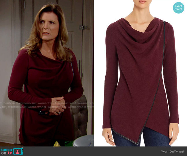 Marc New York Performance Cowl-Neck Waffle-Knit Top worn by Sheila Carter (Kimberlin Brown) on The Bold and the Beautiful