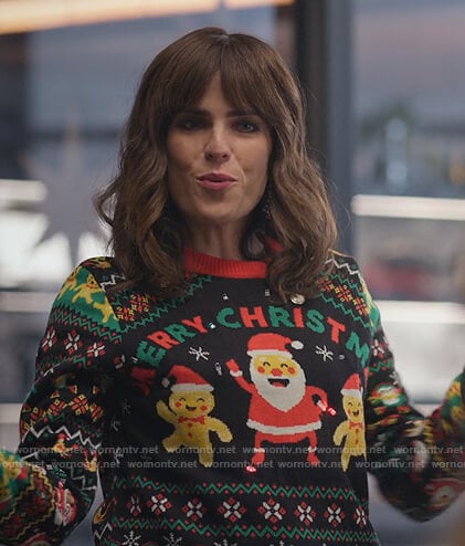 Mariana's black Christmas LED sweater on Home Economics