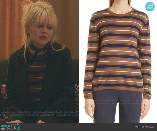 Marmo Stripe Cashmere Sweater by Max Mara worn by Audrey Hope (Emily Alyn Lind) on Gossip Girl