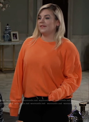 Maxie's orange oversized sweatshirt on General Hospital