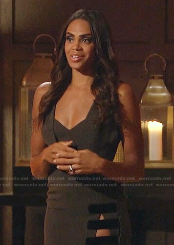 Michelle's black cutout maxi dress on The Bachelorette