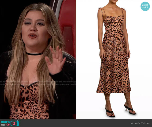 Bellarose Animal-Print Midi Dress by Misha worn by Kelly Clarkson on The Voice