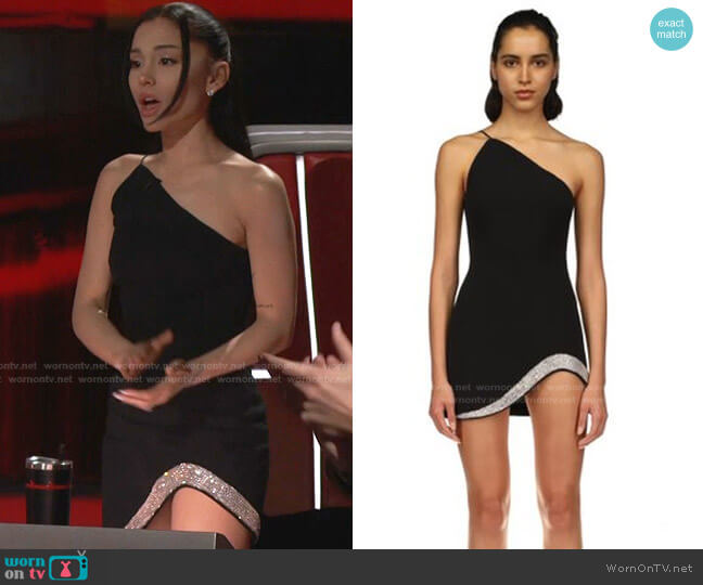 WornOnTV: Ariana’s black sequin trim one-shoulder mini dress on The ...