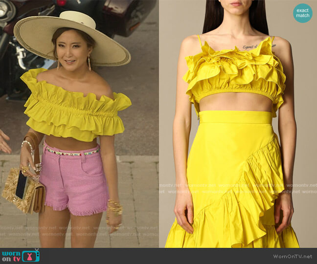 Top Cropped with Flounces by MSGM worn by Mindy Chen (Ashley Park) on Emily in Paris