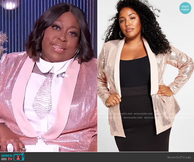 Trendy Plus Size Sequin Blazer by Nina Parker worn by Loni Love  on The Real