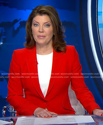 Norah's red blazer on CBS Evening News