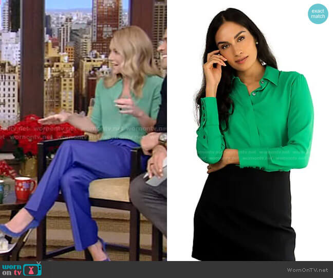 The Simone Blouse by Numi worn by Kelly Ripa on Live with Kelly and Mark