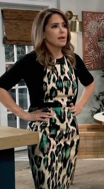 Olivia's leopard print sheath dress on General Hospital