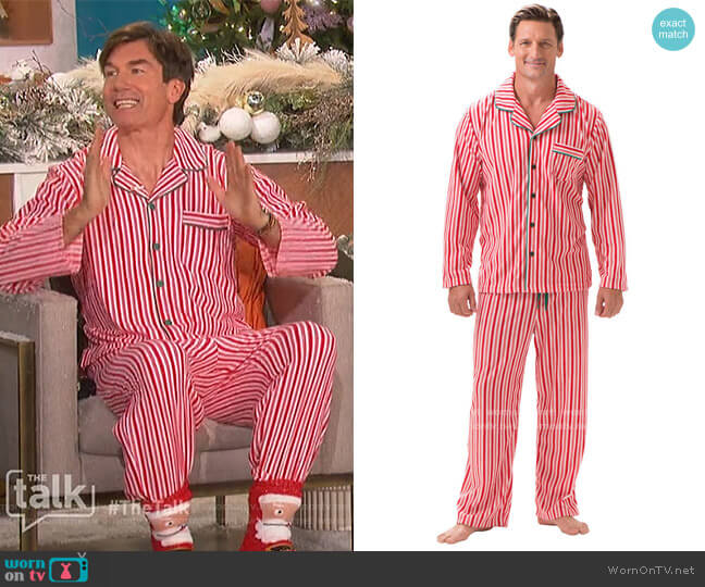 Candy Cane Pajamas by PajamaGram worn by Jerry O'Connell  on The Talk