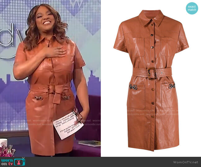 Belted Short-Sleeve Shirtdress by Pinko worn by Sherri Shepherd on The Wendy Williams Show