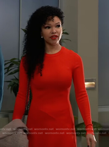 Portia’s red asymmetric dress on General Hospital