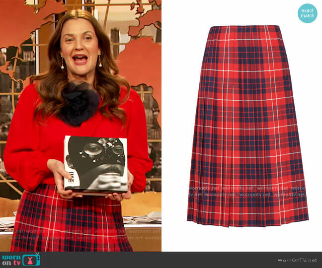 Plaid Pleated Skirt by Prada worn by The Drew Barrymore Show (CBS) on Uncategorized