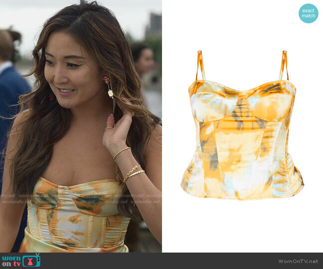 Tie Dye Structured Corset Top by Pretty Little Thing worn by Mindy Chen (Ashley Park) on Emily in Paris