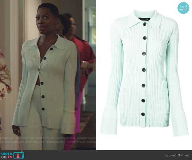 Rib Knit Collared Cardigan by Proenza Schouler worn by Molly Carter (Yvonne Orji) on Insecure