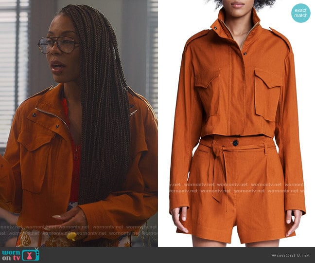 Cropped M65 Field Jacket by Rag and Bone worn by Dr. Nya Wallace (Karen Pittman) on And Just Like That