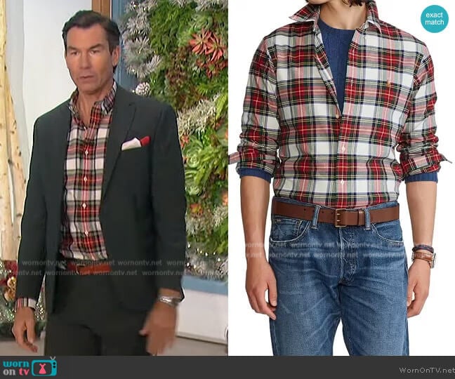 Classic Fit Plaid Oxford Shirt by Ralph Lauren worn by Jerry O'Connell on The Talk