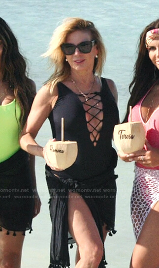 Ramona’s black lace-up swimsuit on The Real Housewives Ultimate Girls Trip