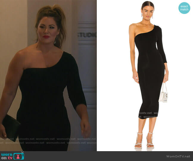 3/4 Sleeve One Shoulder Dress by Re Ona worn by Emily Simpson  on The Real Housewives of Orange County