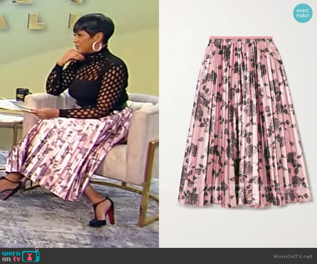 Pleated floral-print taffeta midi skirt by Red Valentino worn by Tamron Hall  on Tamron Hall Show