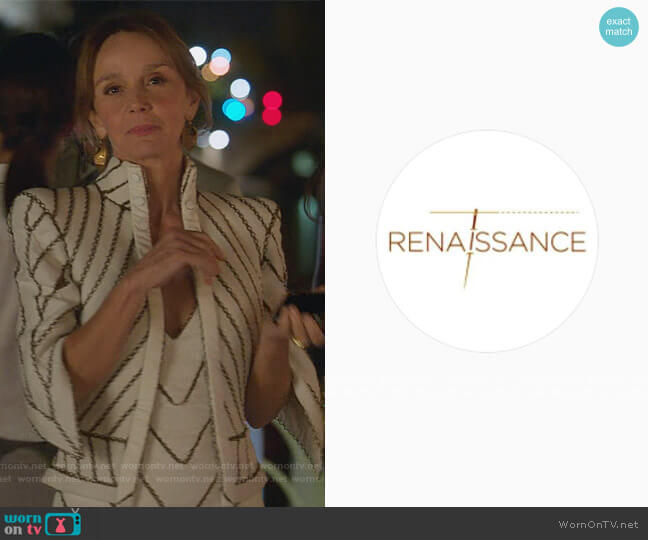 Custom Dress and Jacket by Renassance worn by Sylvie (Philippine Leroy-Beaulieu) on Emily in Paris