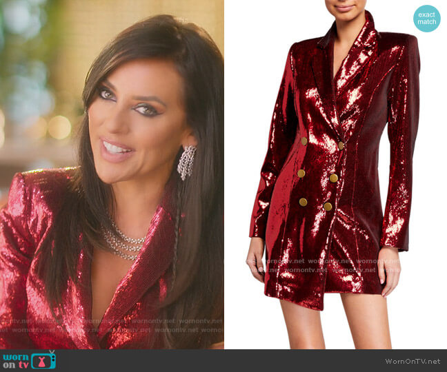 Selena Sequin Double-Breasted Jacket Dress by Retrofete worn by Vanessa Villela  on Selling Sunset