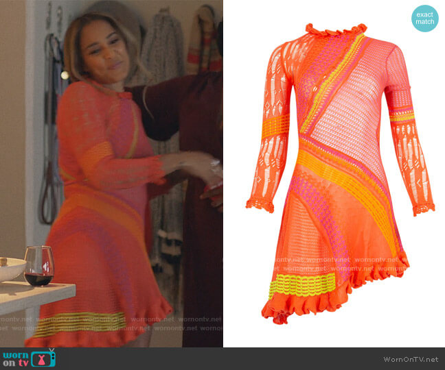 Ali Mini Dress Coral Red by Roberta Einer worn by Tiffany DuBois (Amanda Seales) on Insecure