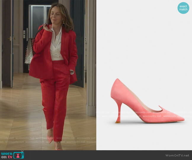 I Love Vivier Pumps in Suede by Roger Vivier worn by Sylvie (Philippine Leroy-Beaulieu) on Emily in Paris