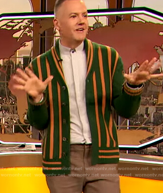 Ross’s green stripe cardigan on The Drew Barrymore Show