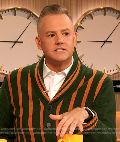 Ross’s green stripe cardigan on The Drew Barrymore Show