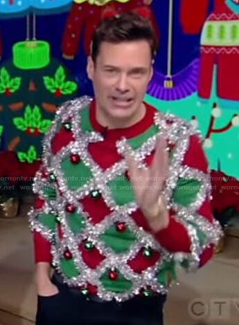 Ryan’s red and green ugly Christmas sweater on Live with Kelly and Ryan