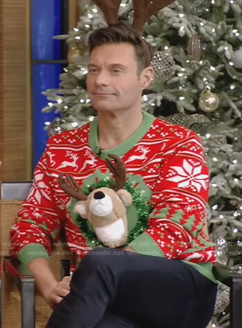 Ryan's reindeer ugly Christmas sweater on Live with Kelly and Ryan