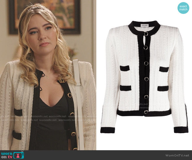 Tailored Ribbed Wool Jacket by Saint Laurent worn by Amanda Carrington (Eliza Bennett) on Dynasty