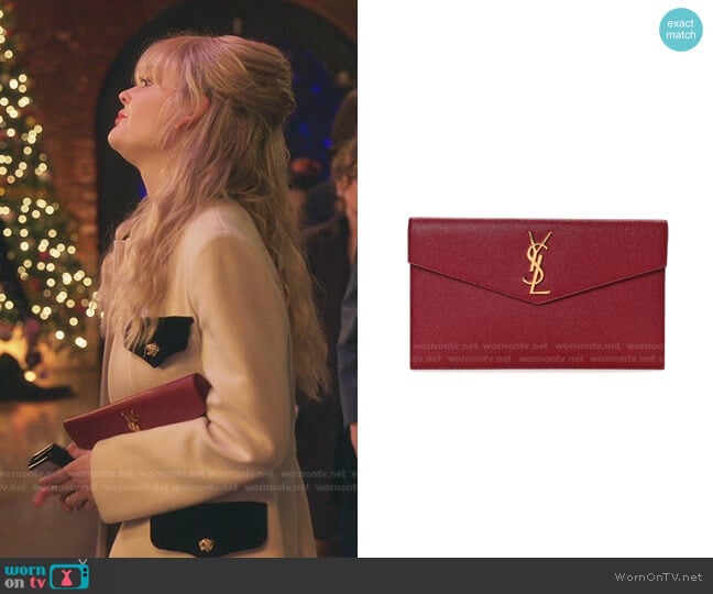 Uptown Leather Clutch by Saint Laurent worn by Audrey Hope (Emily Alyn Lind) on Gossip Girl