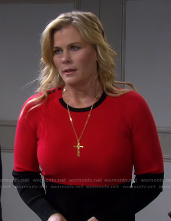 Sami's red and black colorblock dress on Days of our Lives