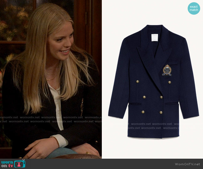 Sandro Double Faced Blazer With Patch worn by Leighton Murray (Reneé Rapp) on The Sex Lives of College Girls